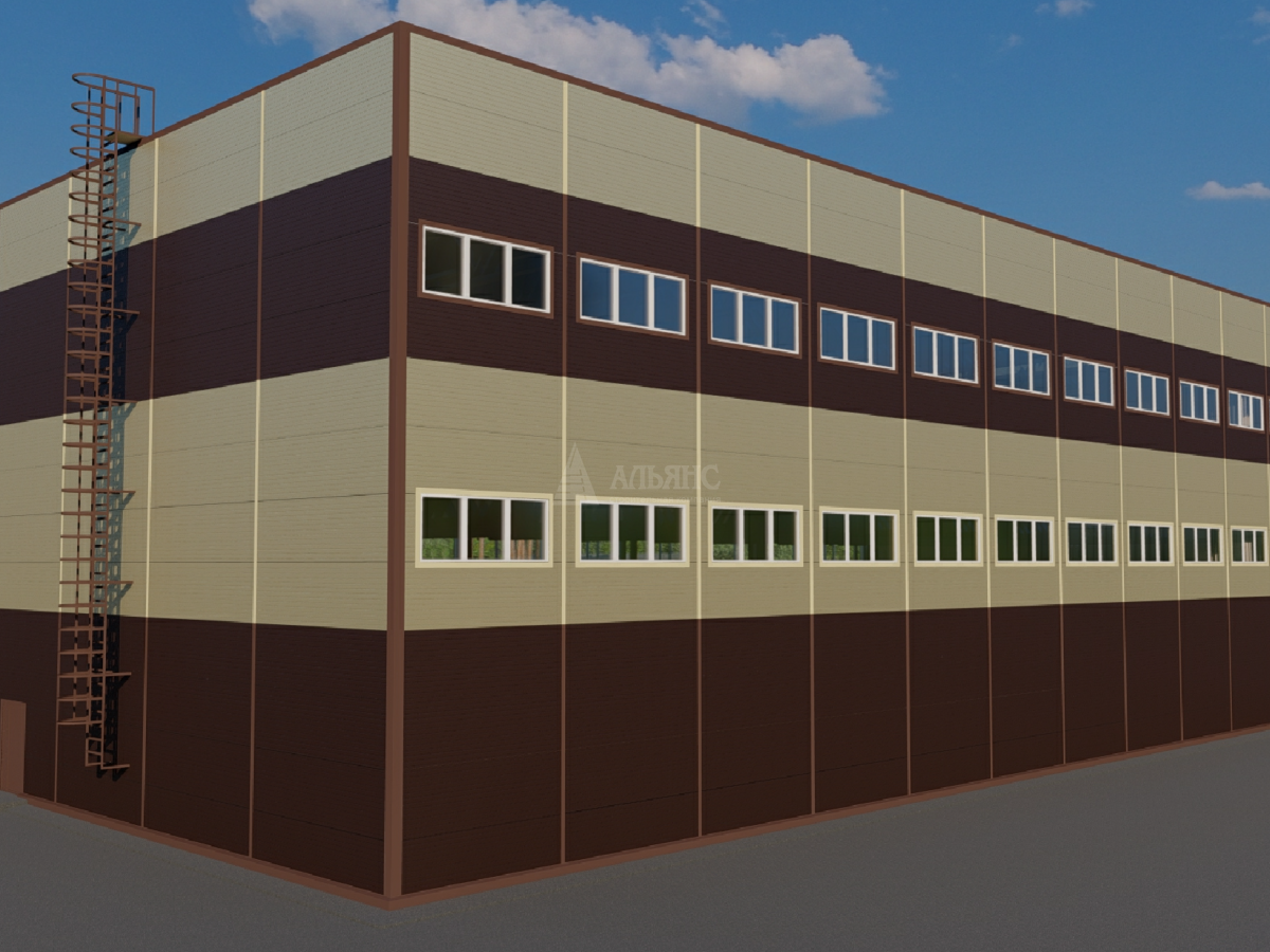 3D визуализация Склад-ангар из сэндвич-панелей - фото 7